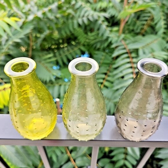 Hobnail Glass Bud Vases Set Of 3,  MCM Vintage 5.50” - Picture 5 of 16